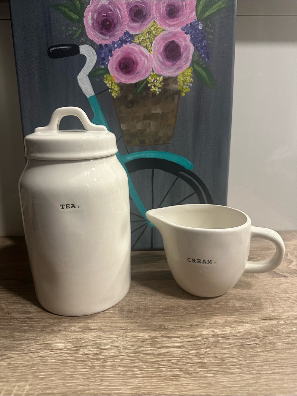 RAE DUNN Ceramic Tea Canister and Creamer Set
